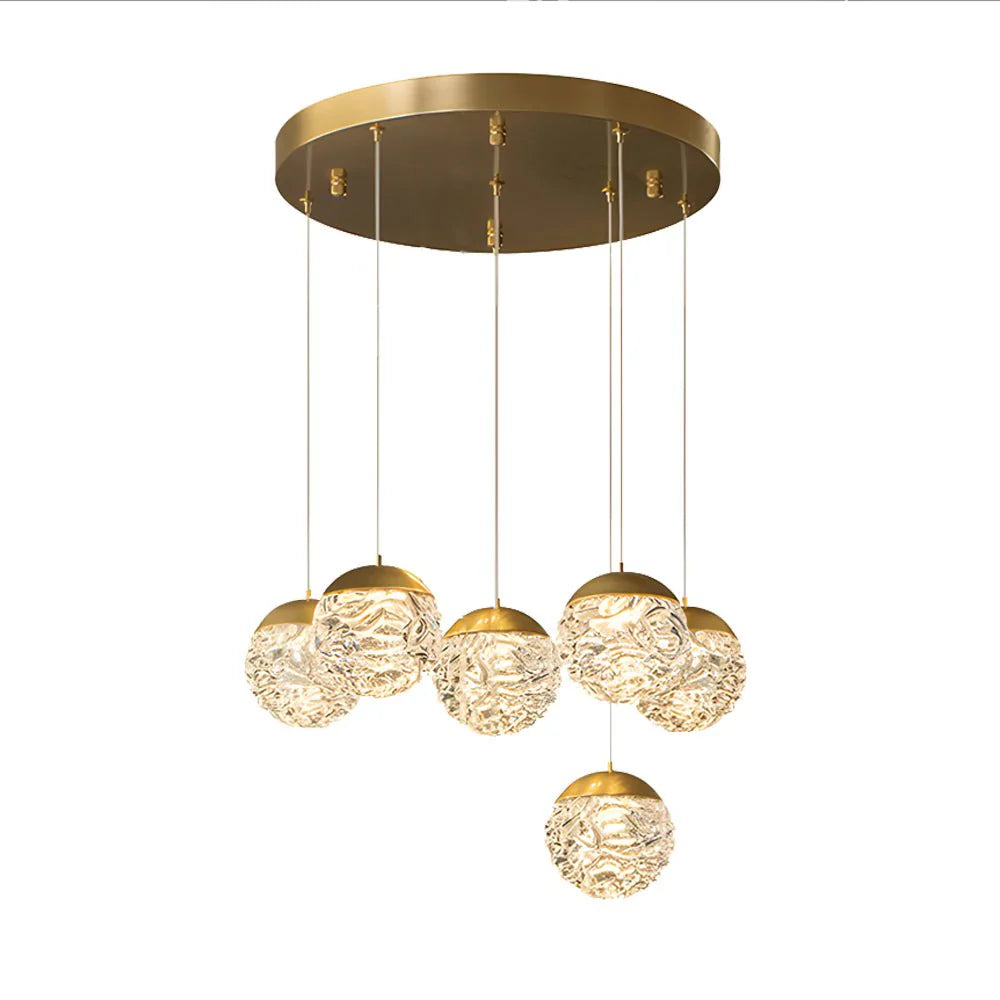 Spiral Pineapple Multi Glass Ball Staircase Chandelier