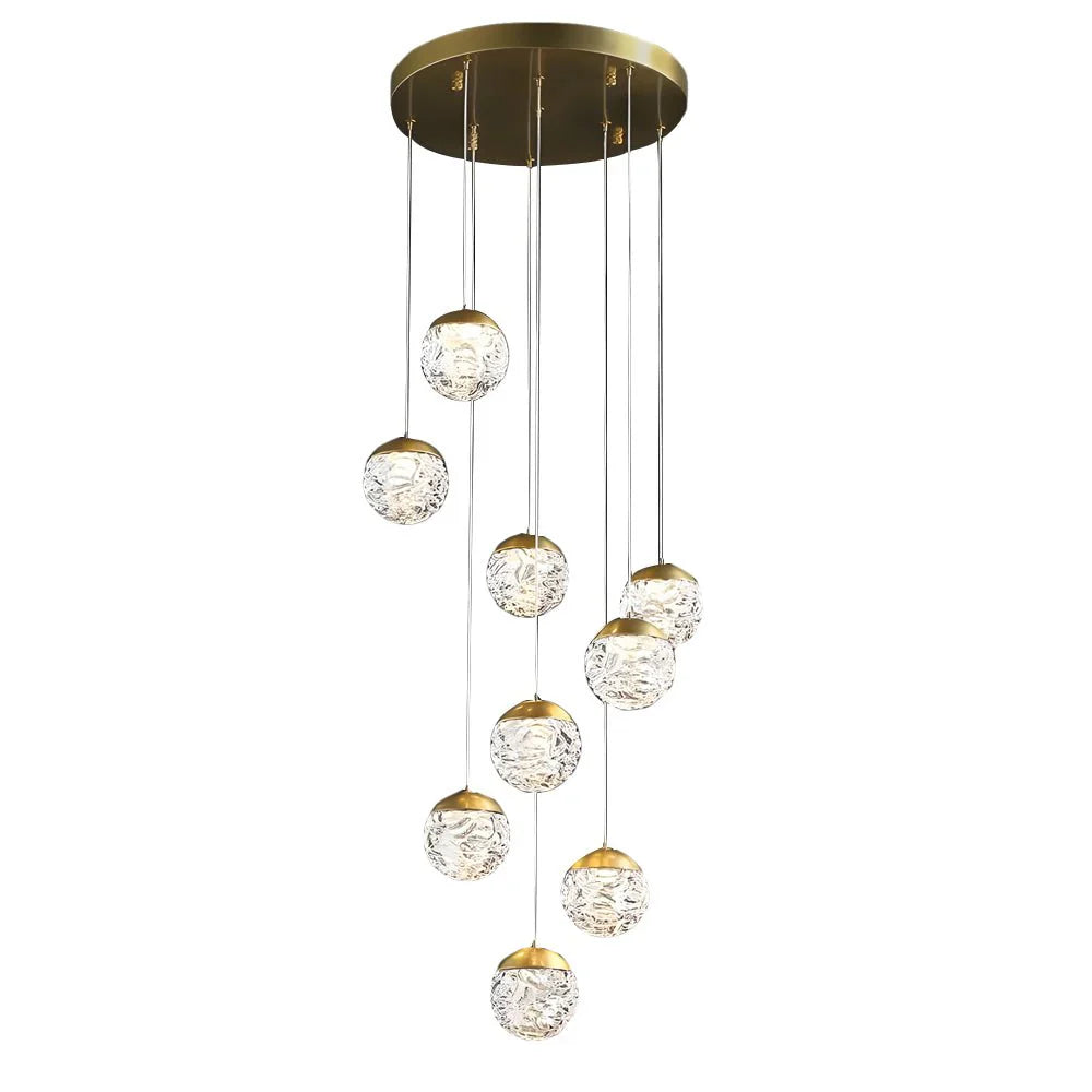 Spiral Pineapple Multi Glass Ball Staircase Chandelier