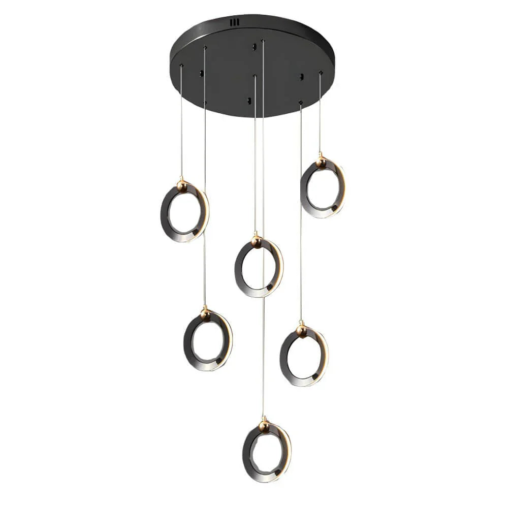 Staircase Lighting Chandelier LED Ring Cluster Rotating Ceiling Light