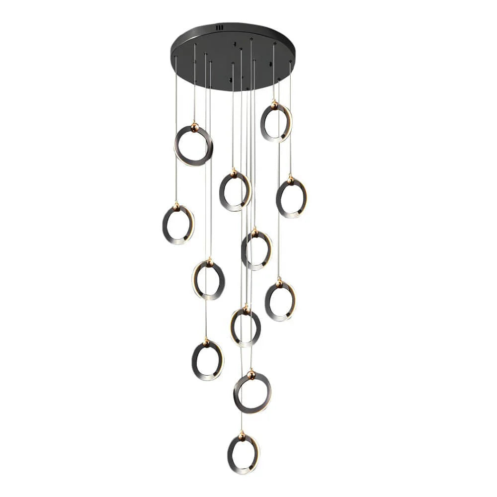 Staircase Lighting Chandelier LED Ring Cluster Rotating Ceiling Light