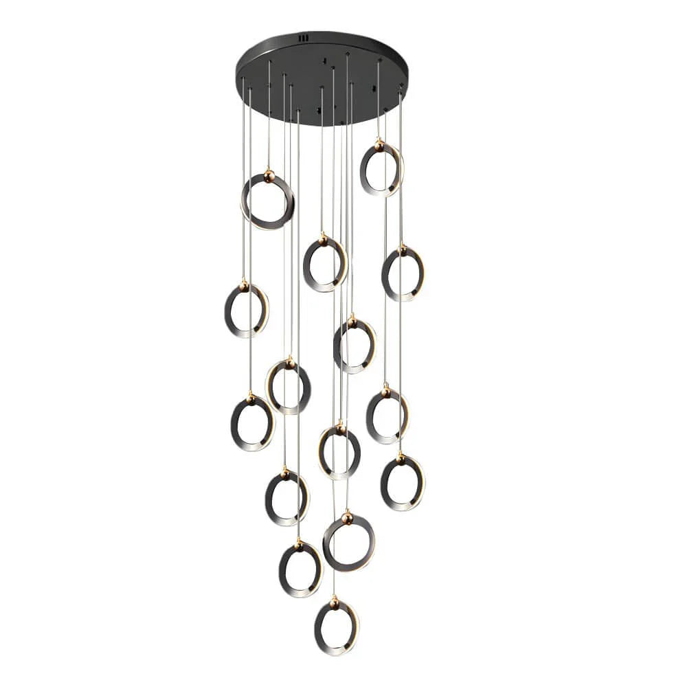 Staircase Lighting Chandelier LED Ring Cluster Rotating Ceiling Light