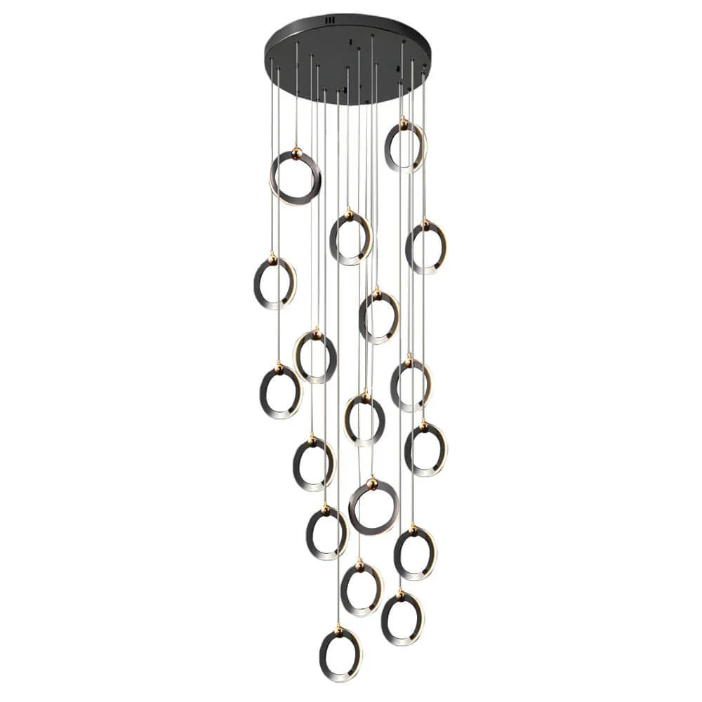 Staircase Lighting Chandelier LED Ring Cluster Rotating Ceiling Light