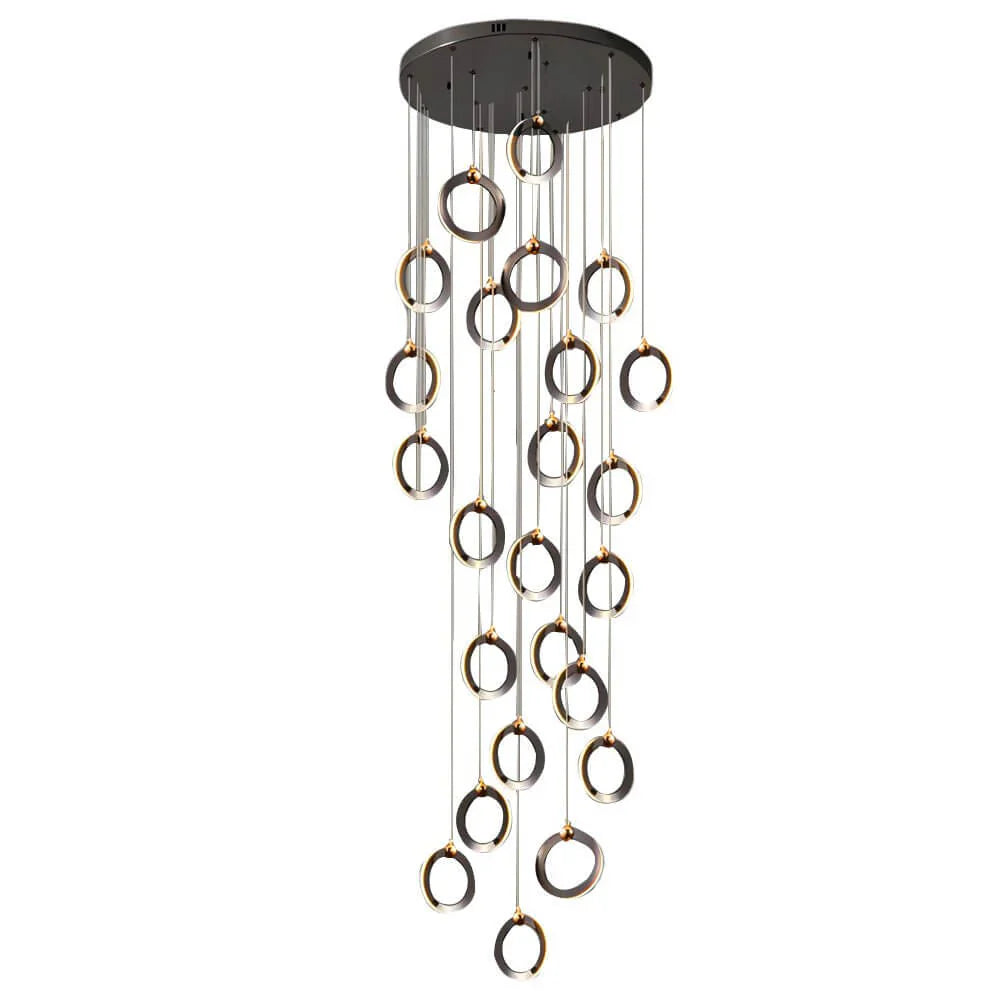 Staircase Lighting Chandelier LED Ring Cluster Rotating Ceiling Light