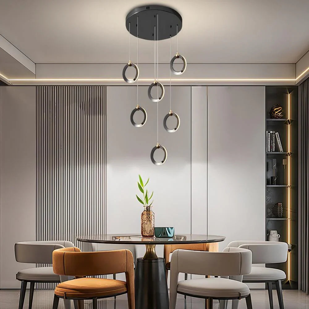 Staircase Lighting Chandelier LED Ring Cluster Rotating Ceiling Light