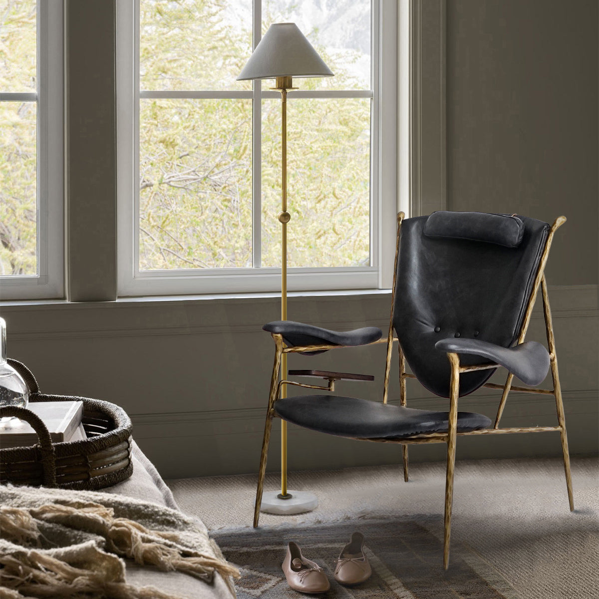 Thomson Enamel Wooden Plate Leather Armchair