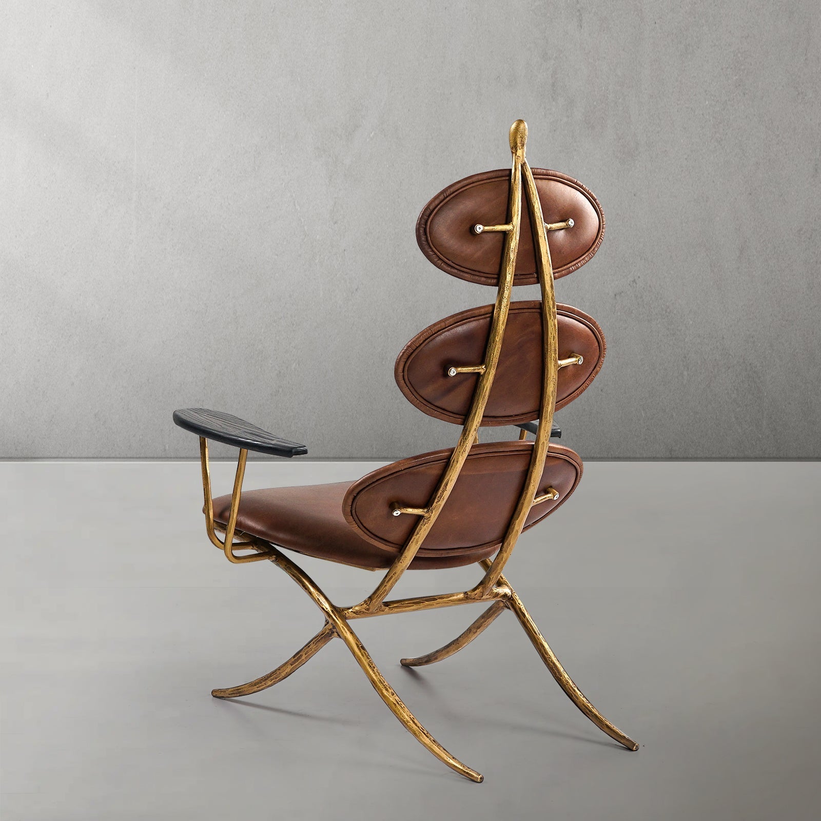 Thomson High Back Brown Leather Lounge Accent Chair