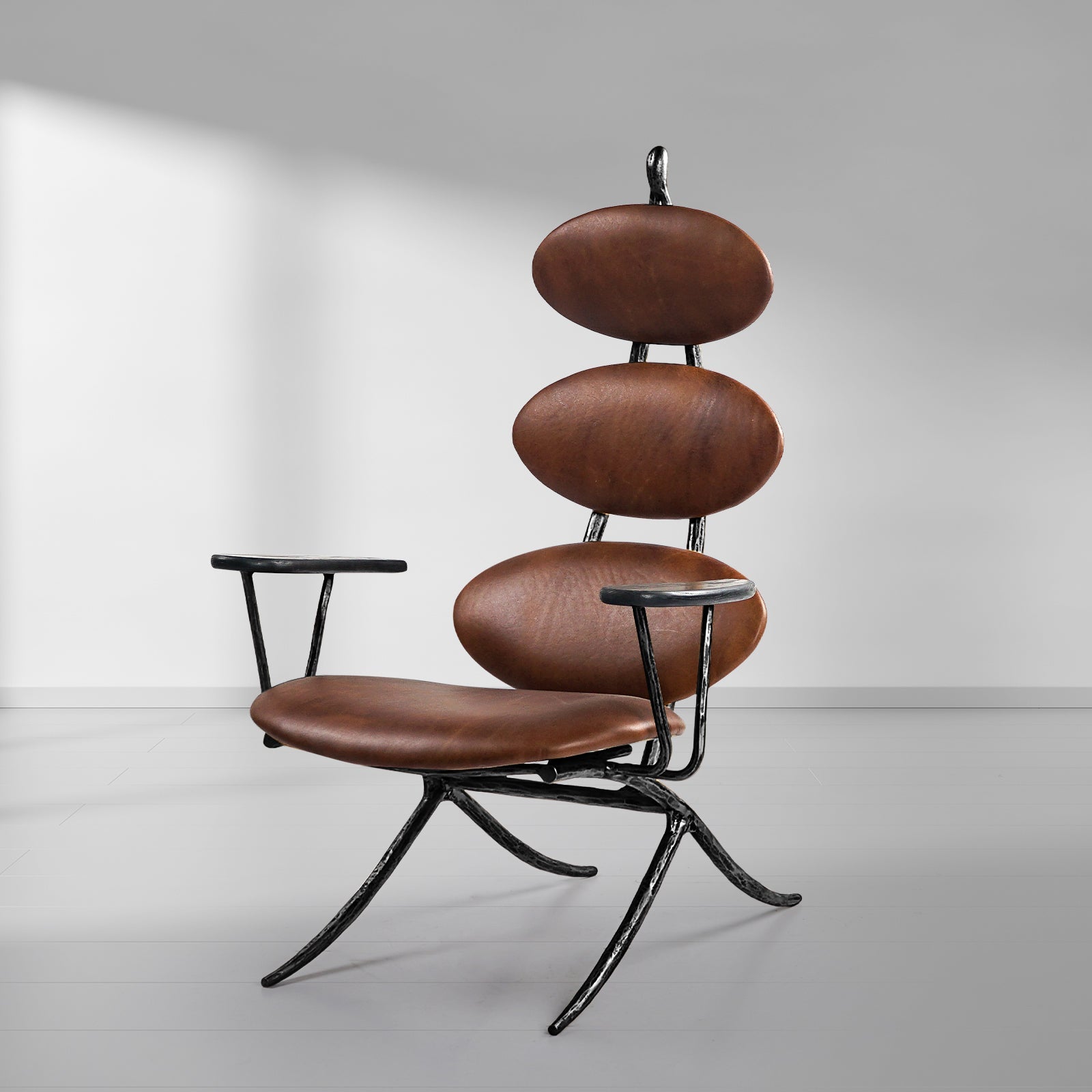 Thomson High Back Brown Leather Lounge Accent Chair