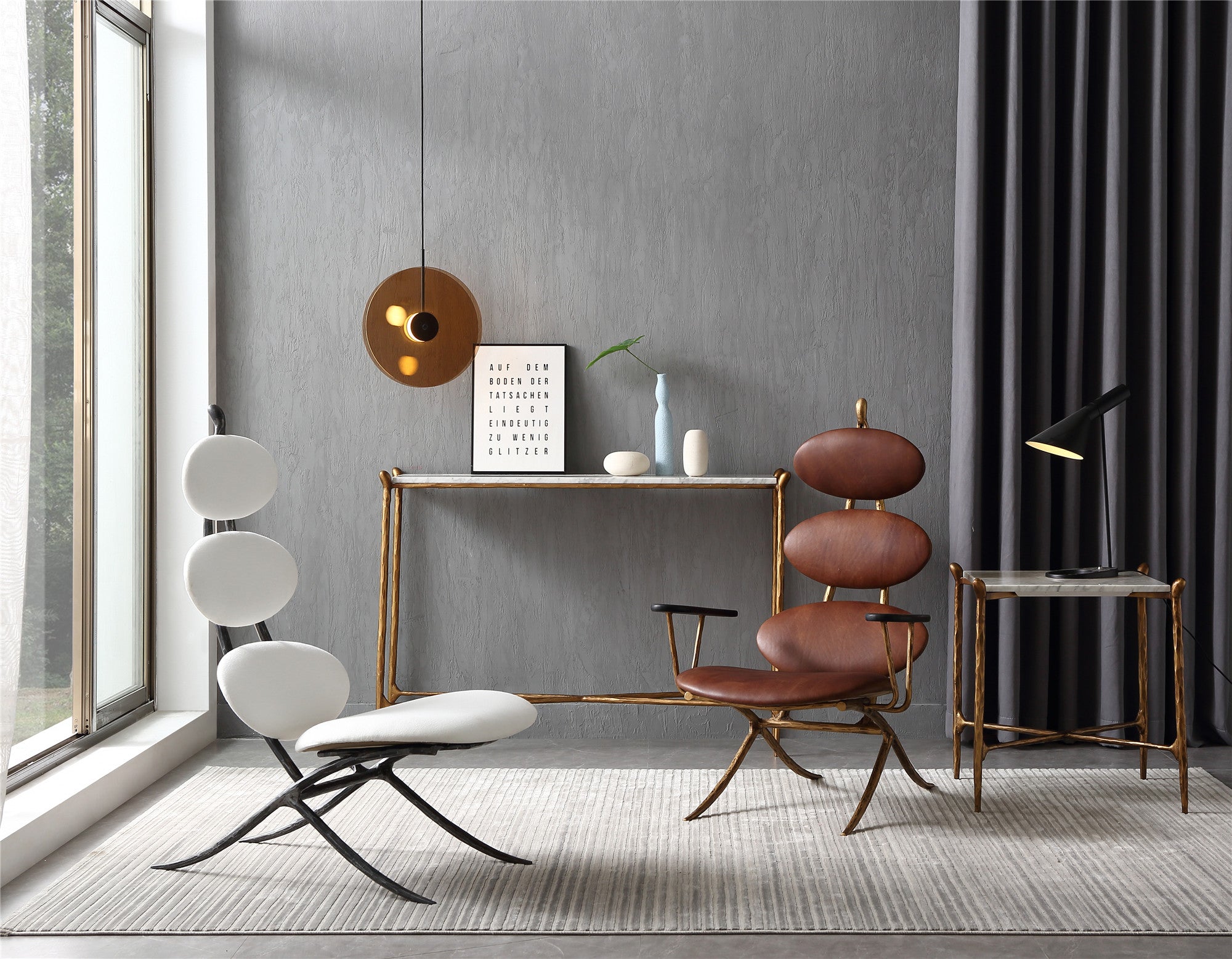 Thomson High Back Brown Leather Lounge Accent Chair