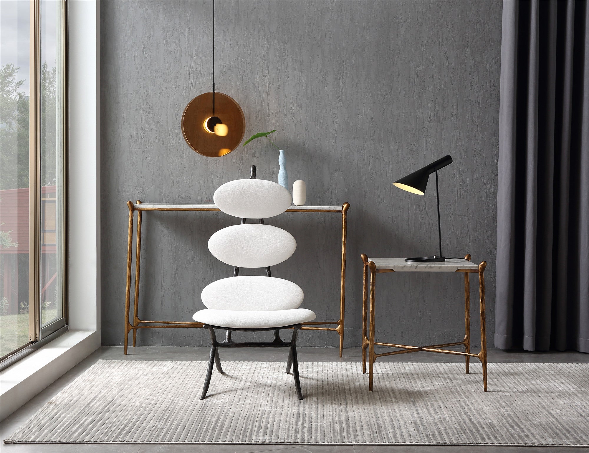 Thomson High Back Brown Leather Lounge Accent Chair