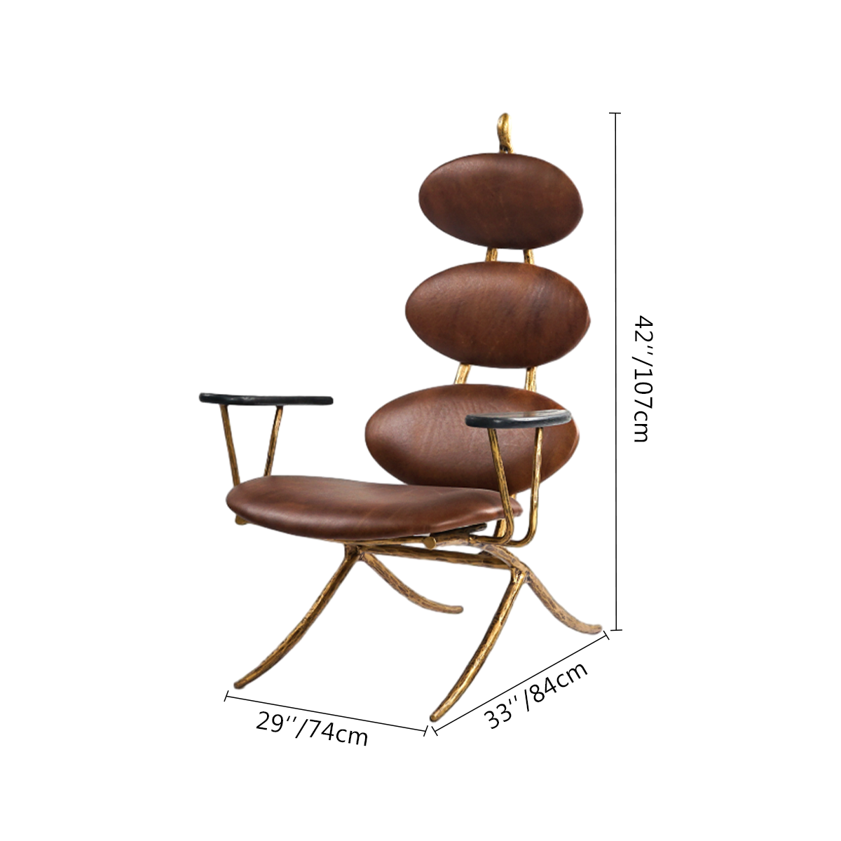 Thomson High Back Brown Leather Lounge Accent Chair