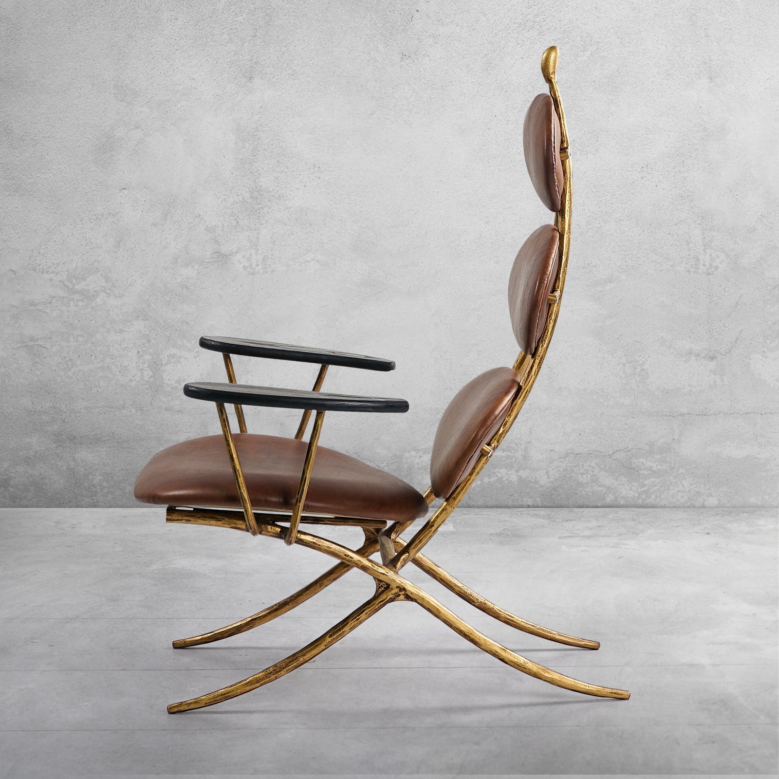Thomson High Back Brown Leather Lounge Accent Chair