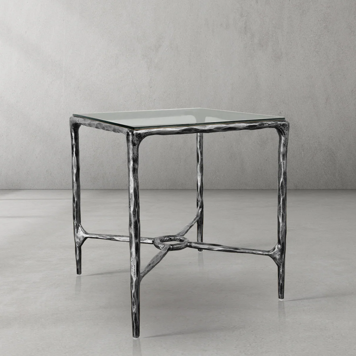 Thomson Glass Square Side Table Overhang