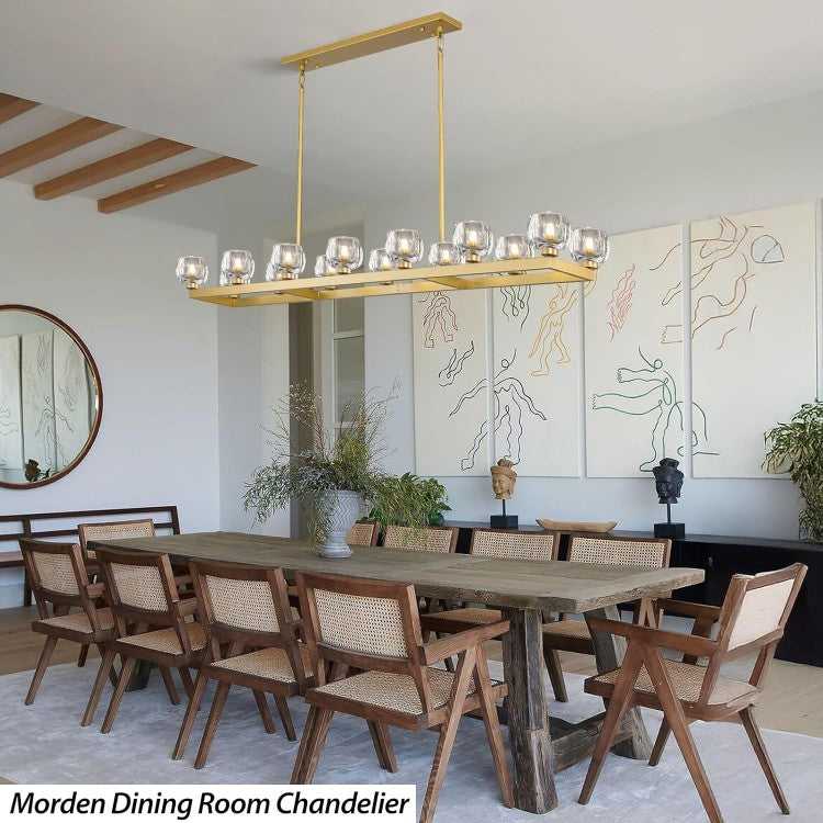Wagon Wheel Glass Linear Chandelier 59" 72"