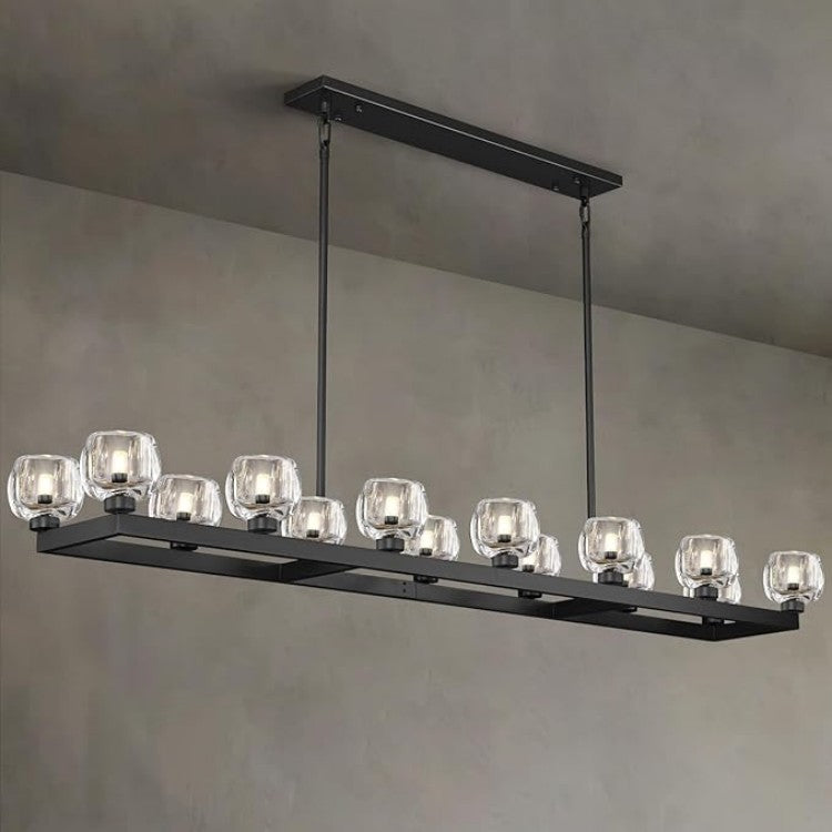Wagon Wheel Glass Linear Chandelier 59" 72"