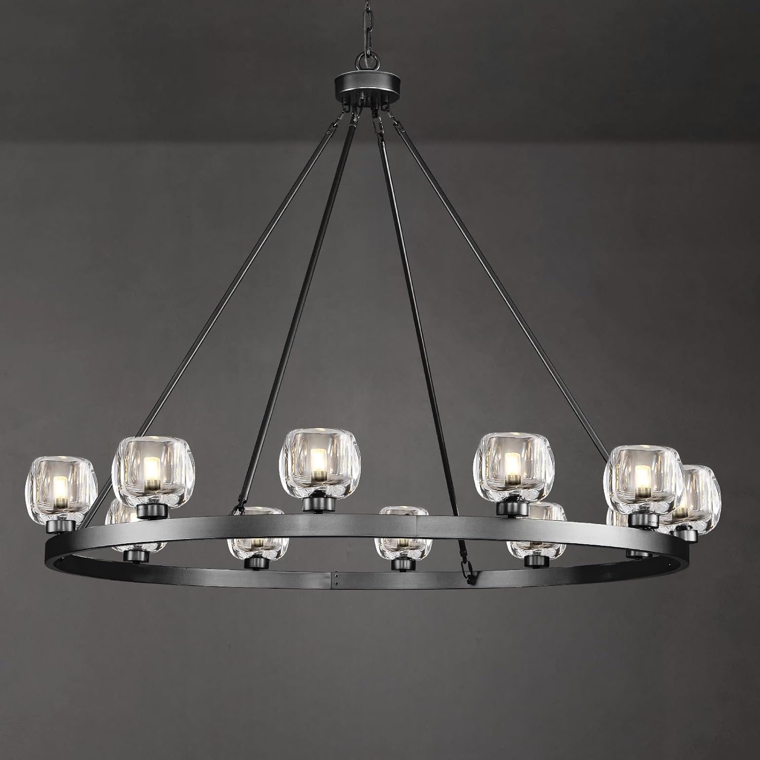 Wagon Wheel Glass Round Chandelier