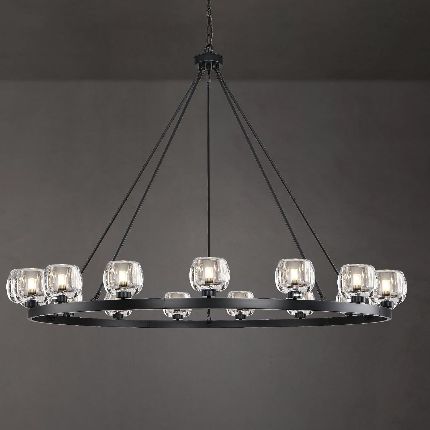 Wagon Wheel Glass Round Chandelier