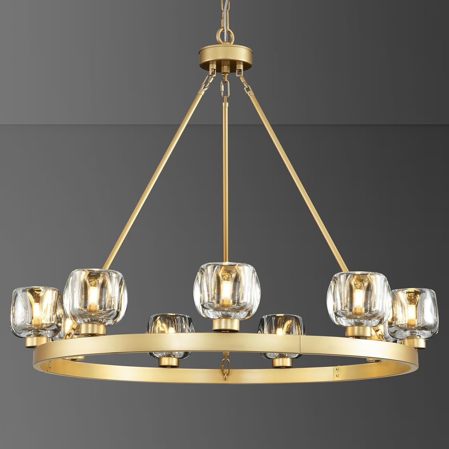 Wagon Wheel Glass Round Chandelier