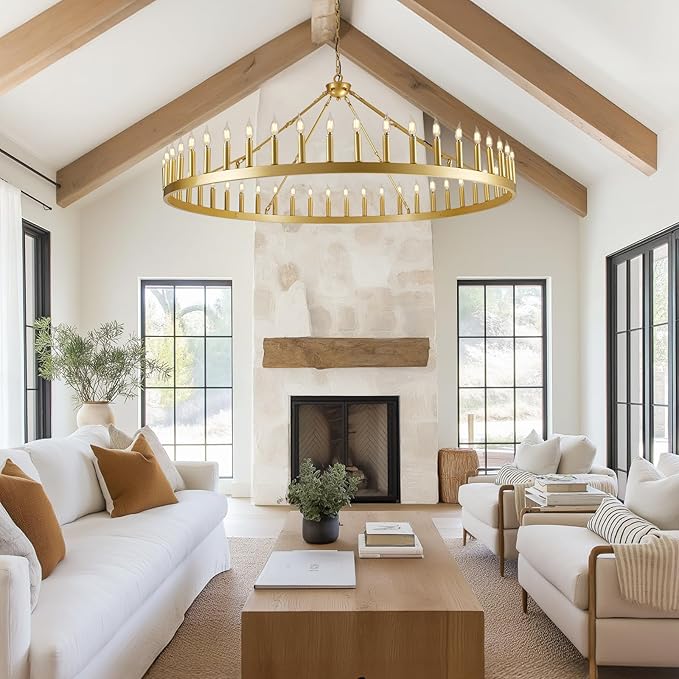 Wagon Wheel Chandelier with Candle Shade