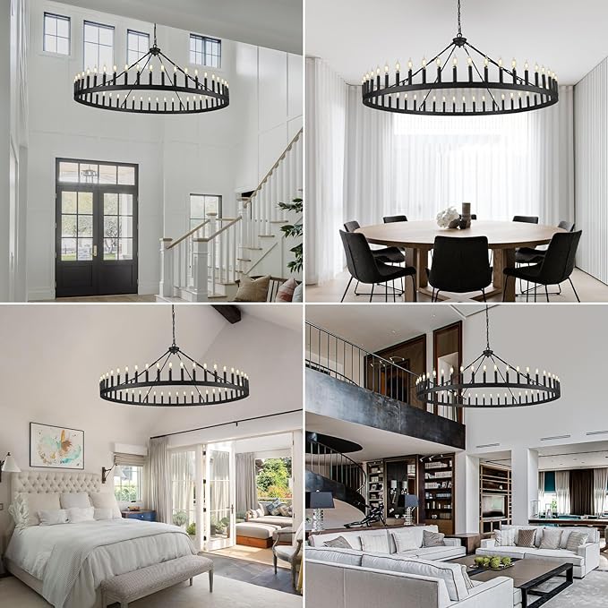 Wagon Wheel Chandelier with Candle Shade