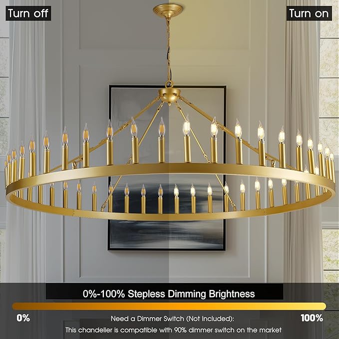 Wagon Wheel Chandelier with Candle Shade