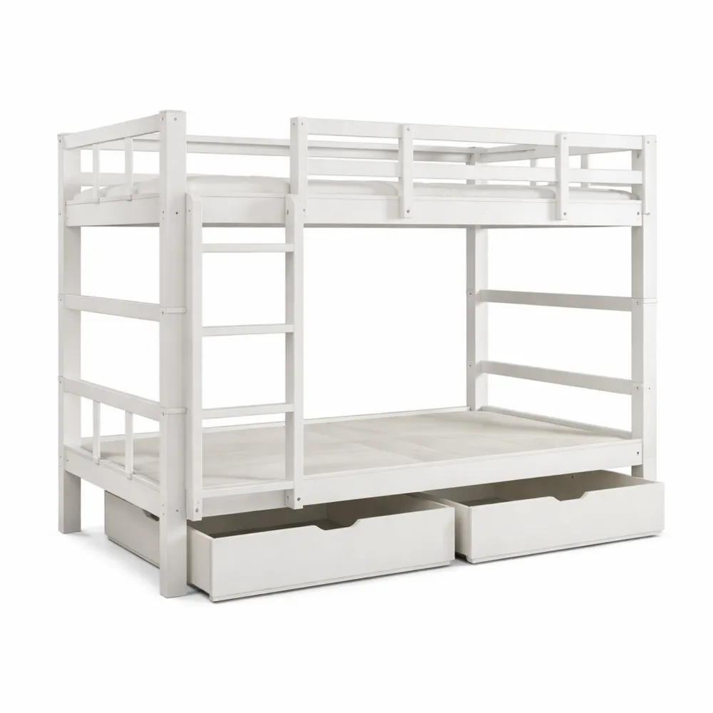 Lit superposé enfant avec tiroirs et étagères