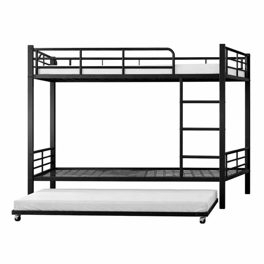 Lit superposé multifonctionnel pour enfants avec gigogne et escaliers