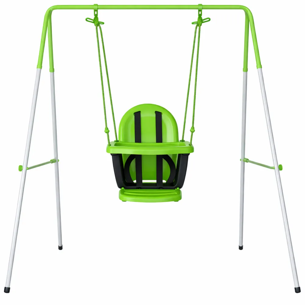 Balançoire pour Tout-Petits Intérieure et Extérieure, 6 à 36 Mois, Charge 25 Kg, Antidérapante, Hauteur 122 cm, Couleur Vert