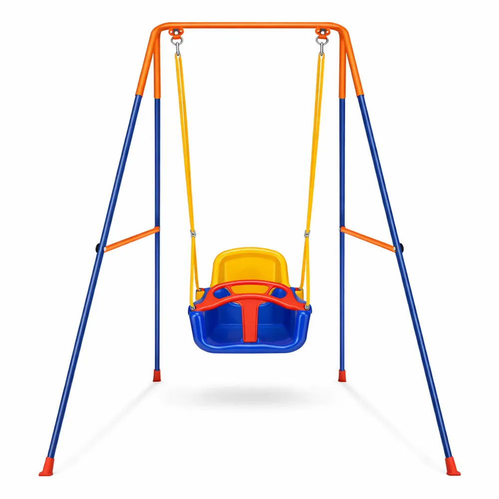 Balançoire de Jardin Enfants 3-en-1, Portique Pliable avec Sacs de Sable, Charge 90 kg