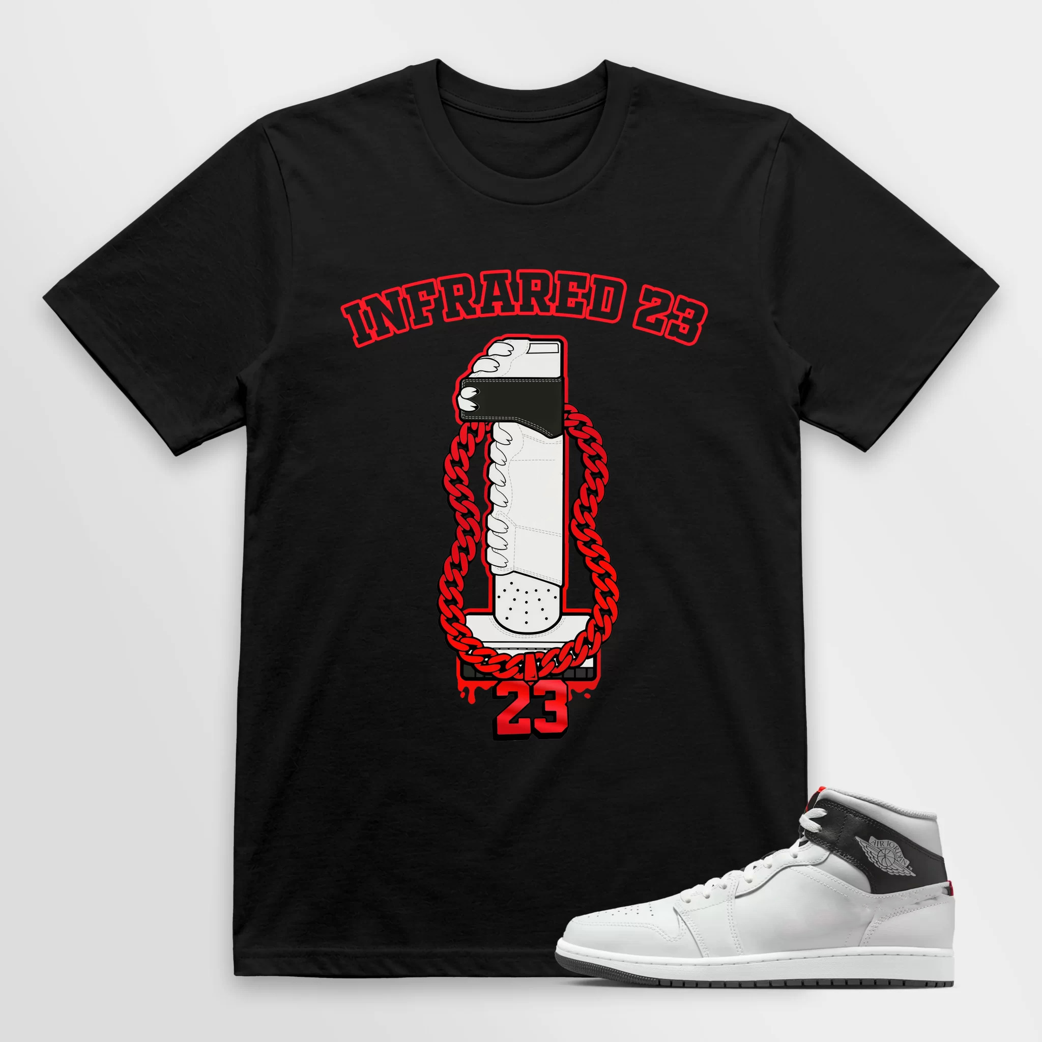 AJ 1 Mid White Neutral Grey Infrared Shirt, Match 1 Shirt