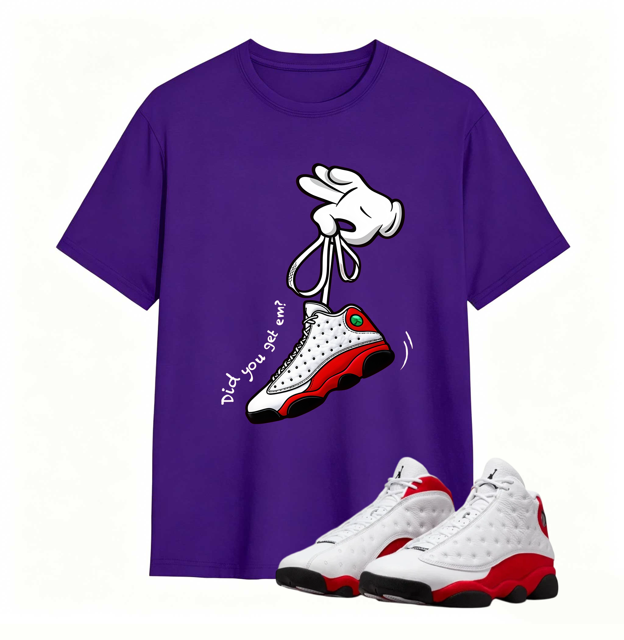 Cartoon Hands Sneaker Tees - Air Jordan 13 University Red