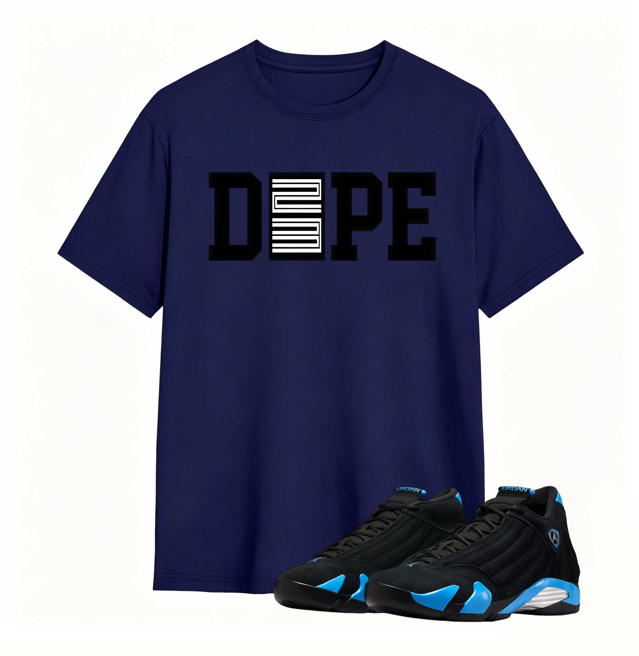 Dope 23  Sneaker Tees - Air Jordan 14 University Blue