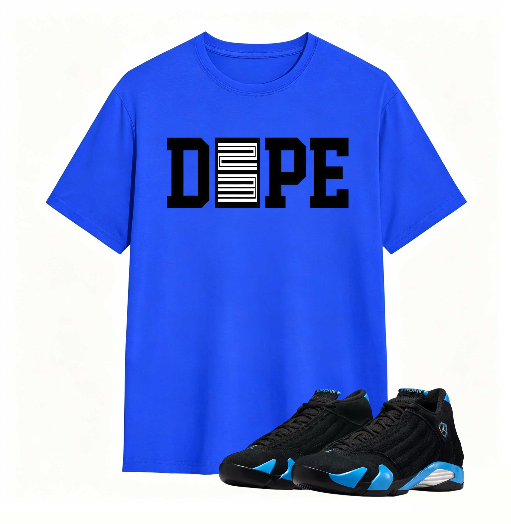 Dope 23  Sneaker Tees - Air Jordan 14 University Blue