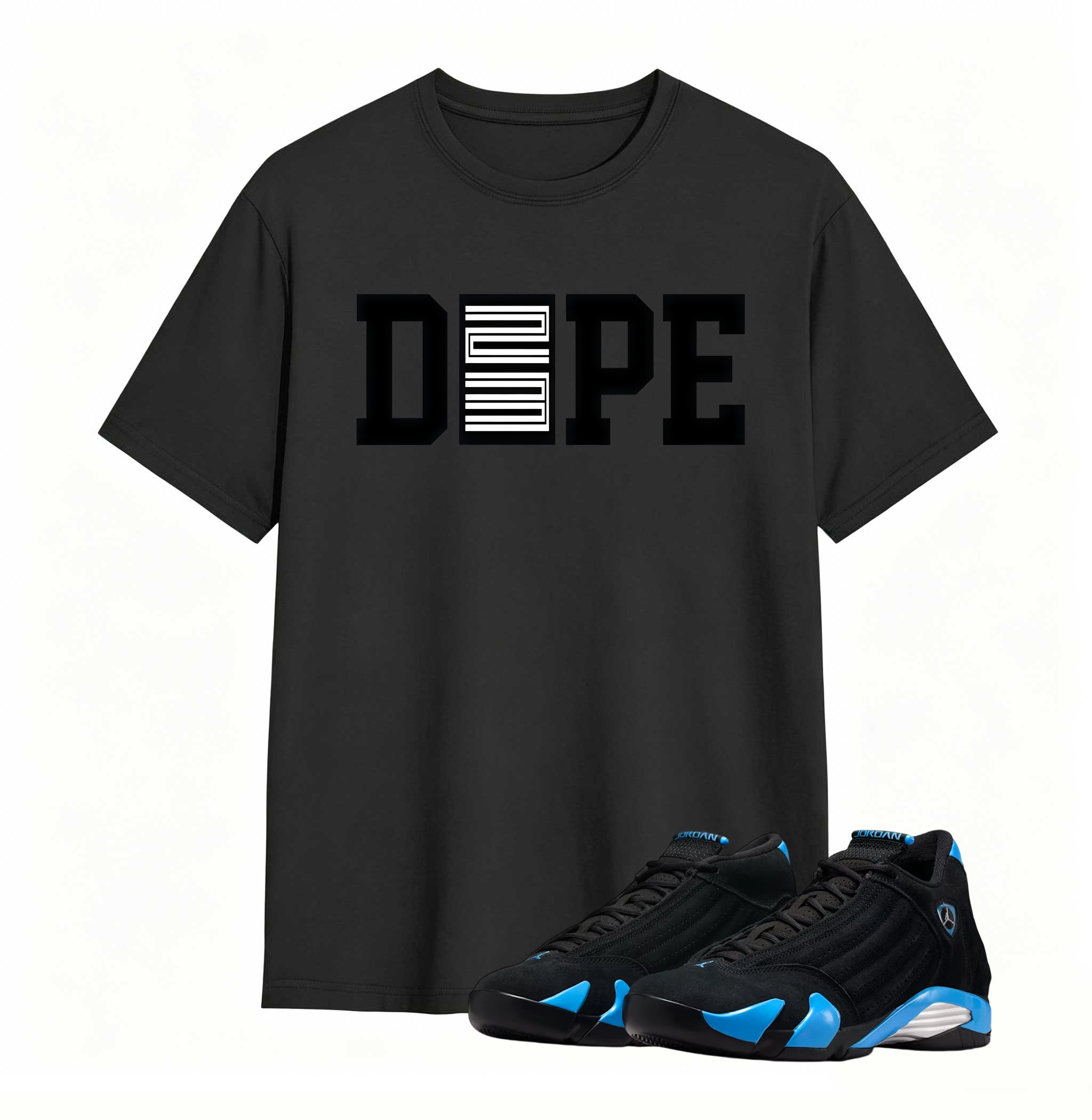 Dope 23  Sneaker Tees - Air Jordan 14 University Blue