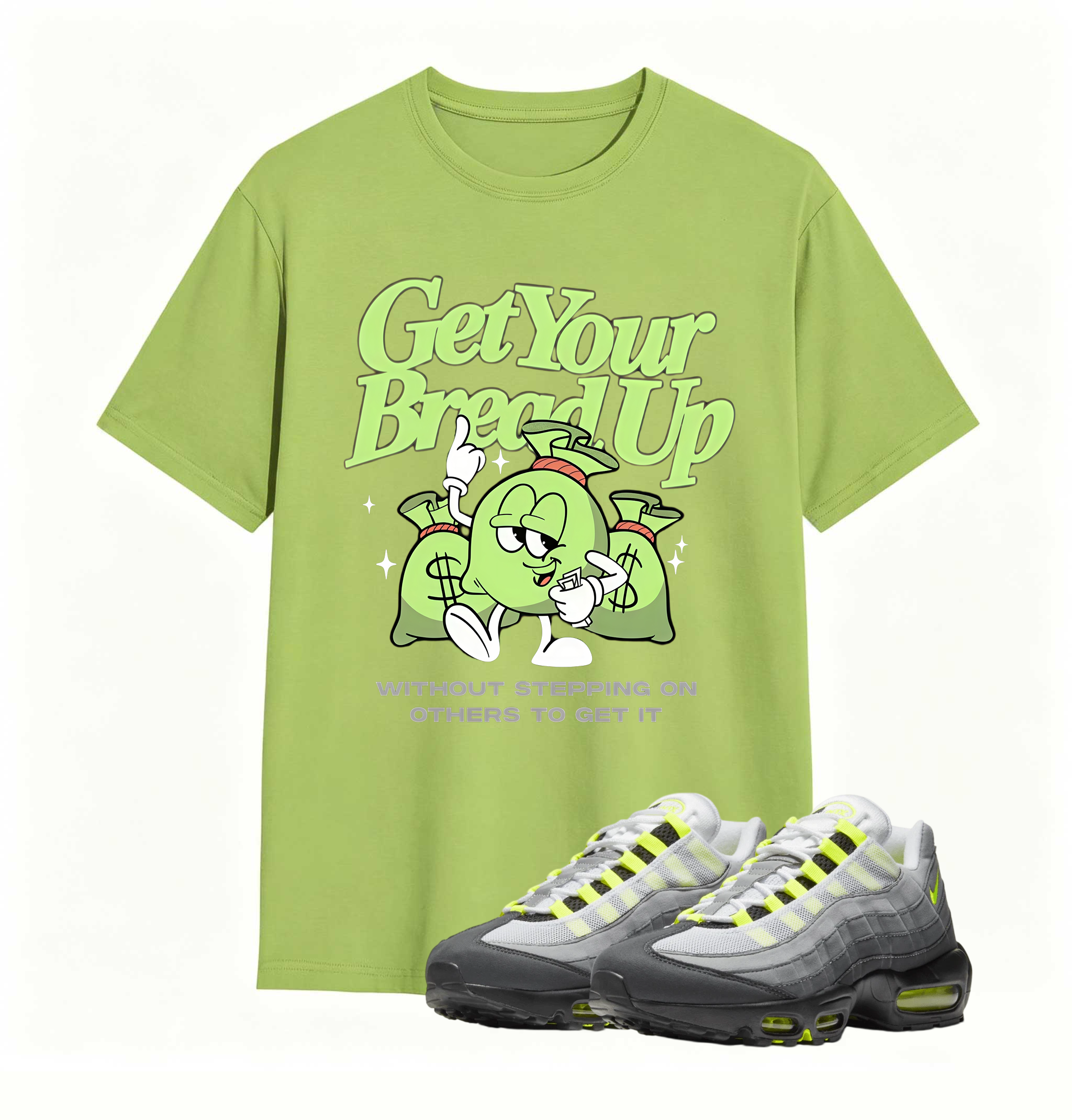 Air Max 95 OG Neon Yellow Shirt, AM95 Match Tee, GET YOUR BREAD UP Shirt