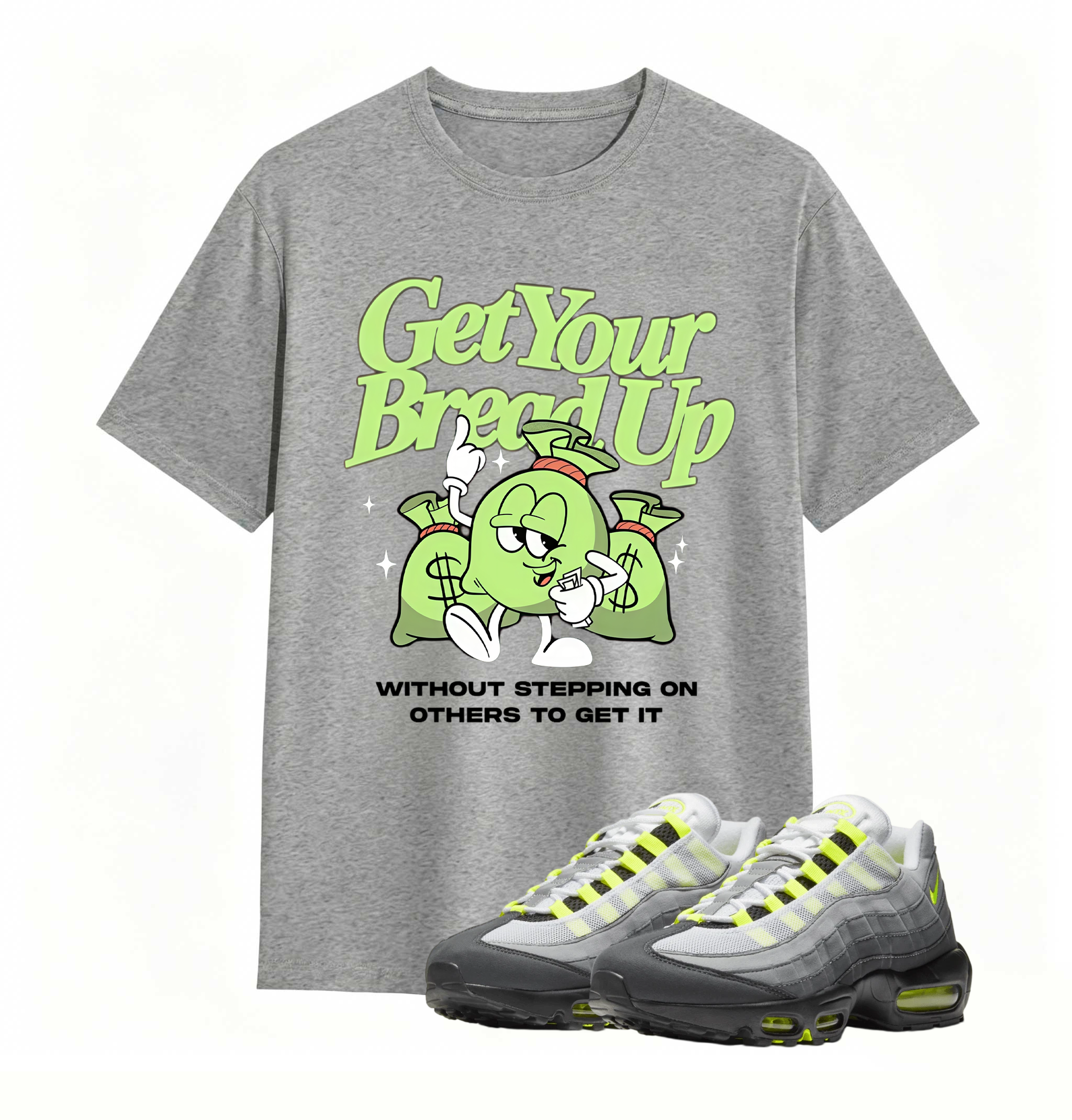 Air Max 95 OG Neon Yellow Shirt, AM95 Match Tee, GET YOUR BREAD UP Shirt