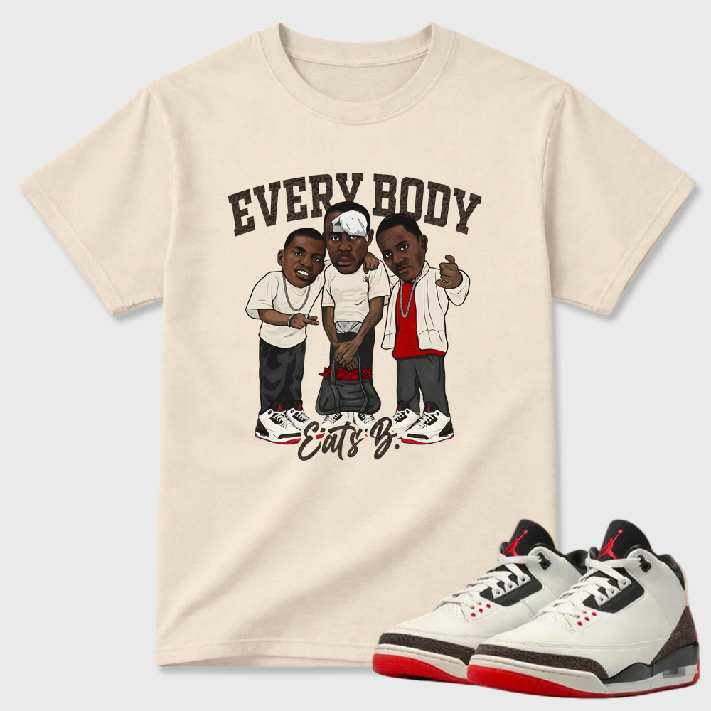 AJ3 World’s Best Dad Match Tee, Match EVERY BODY EATS B Shirt