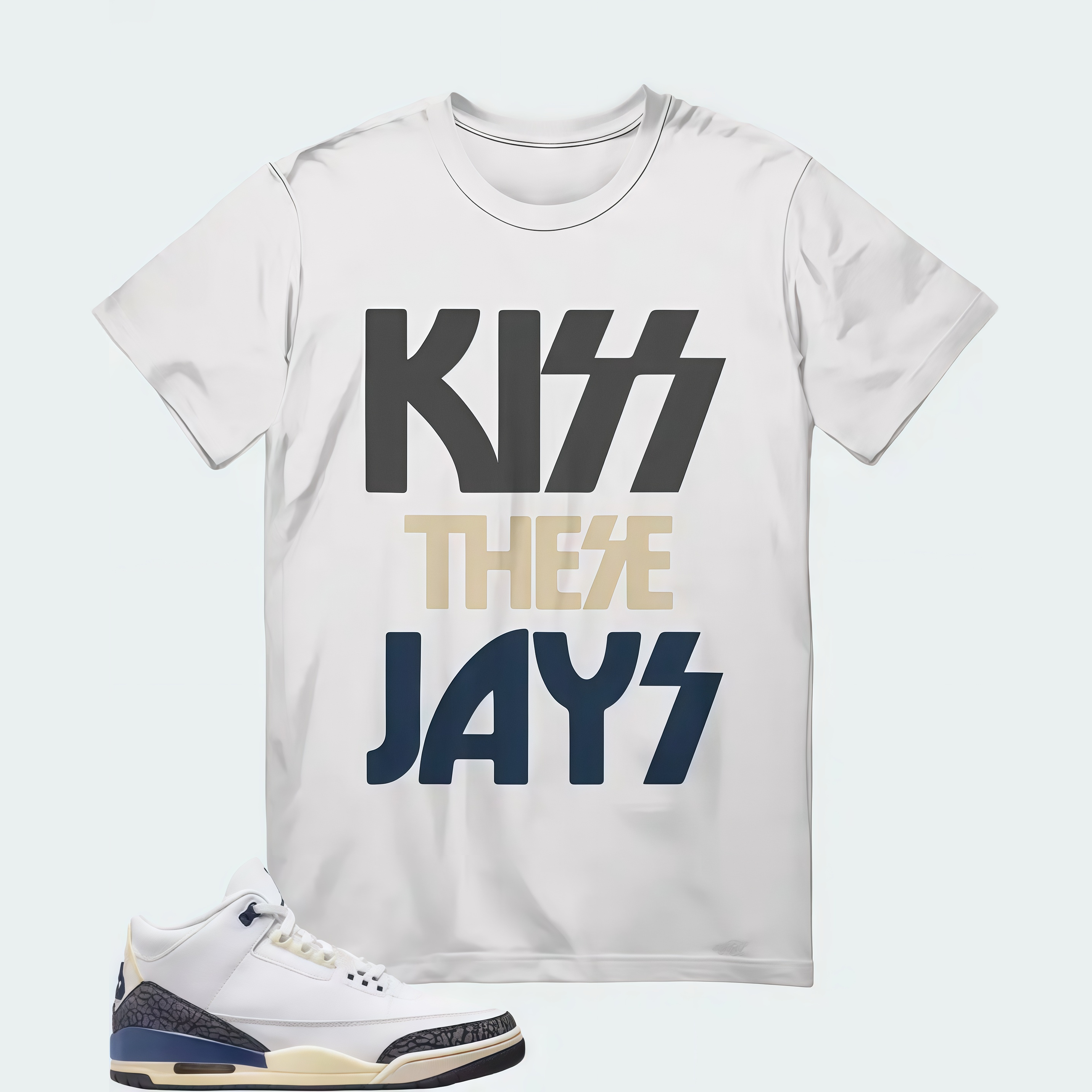 Air Jordan 3 x A Ma Maniere Diffused Blue , T-Shirt (Kiss These Jays)