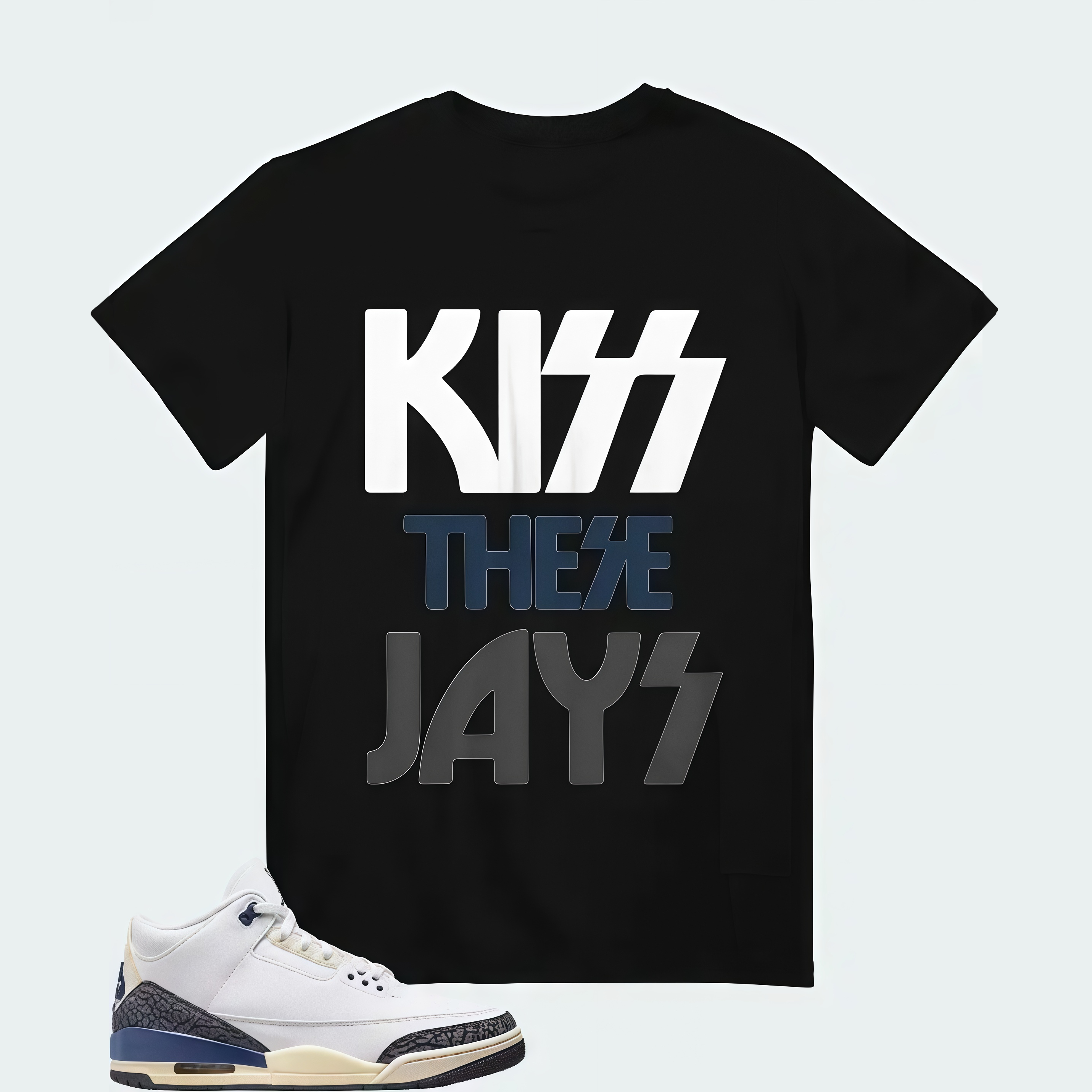 Air Jordan 3 x A Ma Maniere Diffused Blue , T-Shirt (Kiss These Jays)