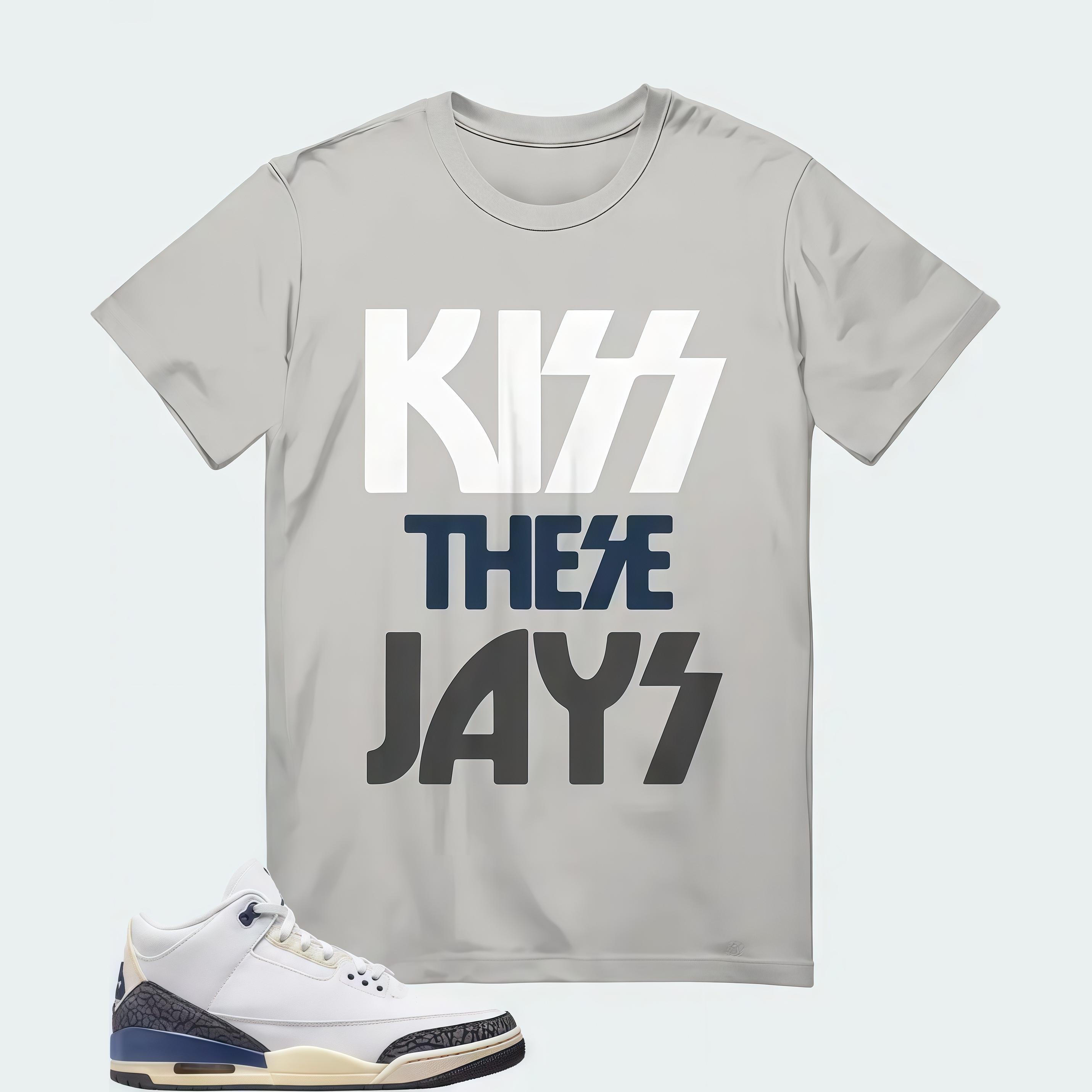 Air Jordan 3 x A Ma Maniere Diffused Blue , T-Shirt (Kiss These Jays)