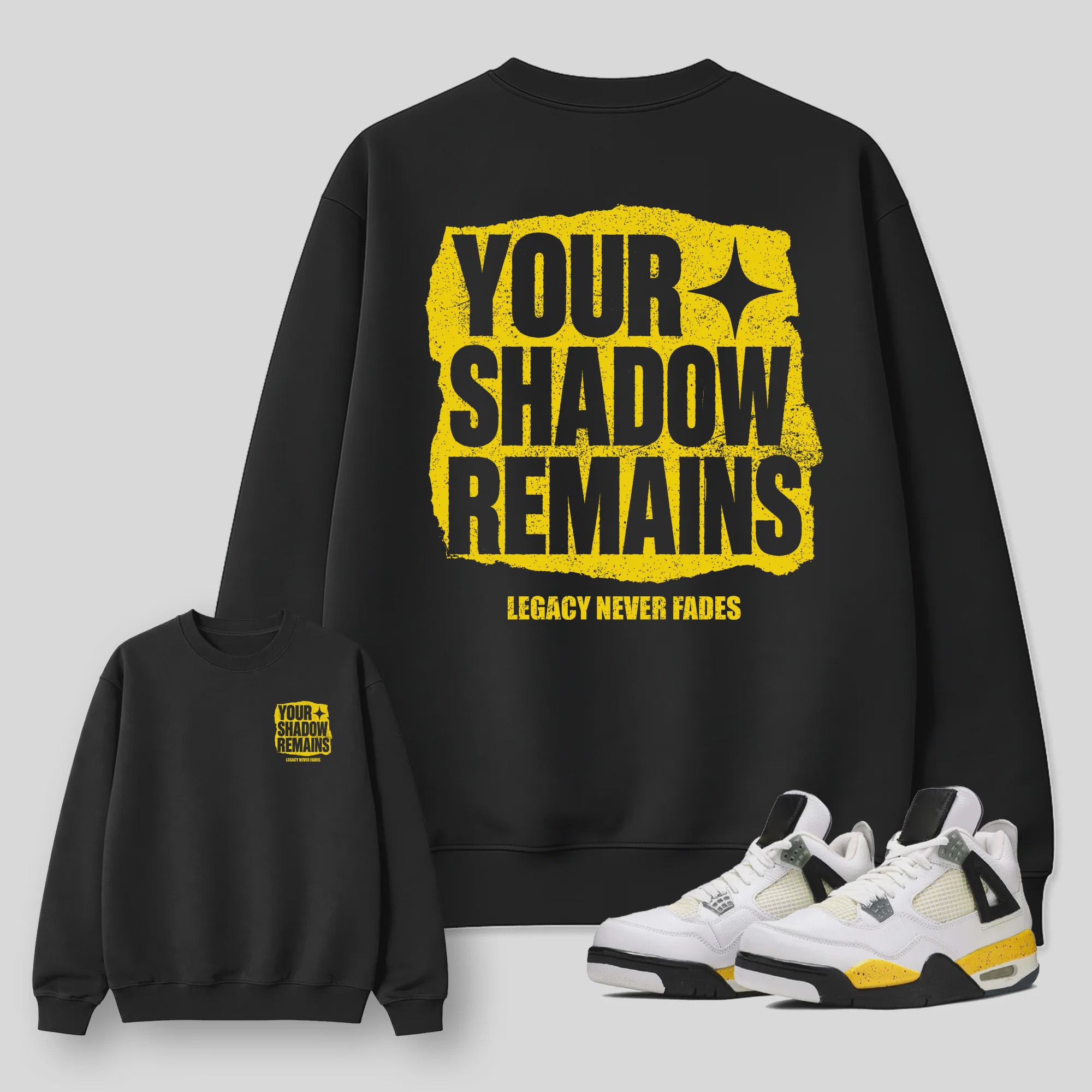 Your Shadow Remains AJ4 Tour Yellow Matching Graphic Sweatshirt