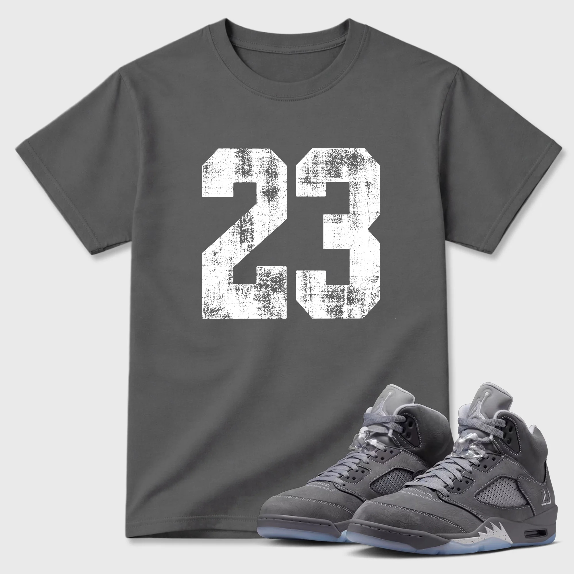 No.23 TEEWAVO Sneaker Tees - Air Jordan 5 Wolf Grey