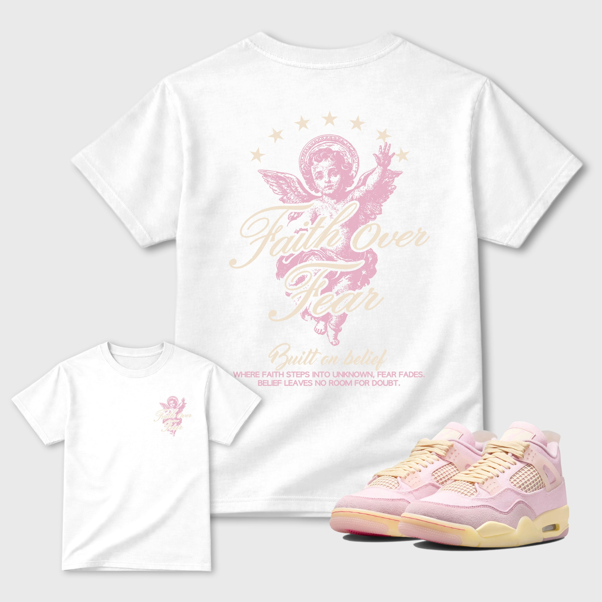Faith Over Fear Sneaker Tees - Air Jordan 4 Iced Carmine