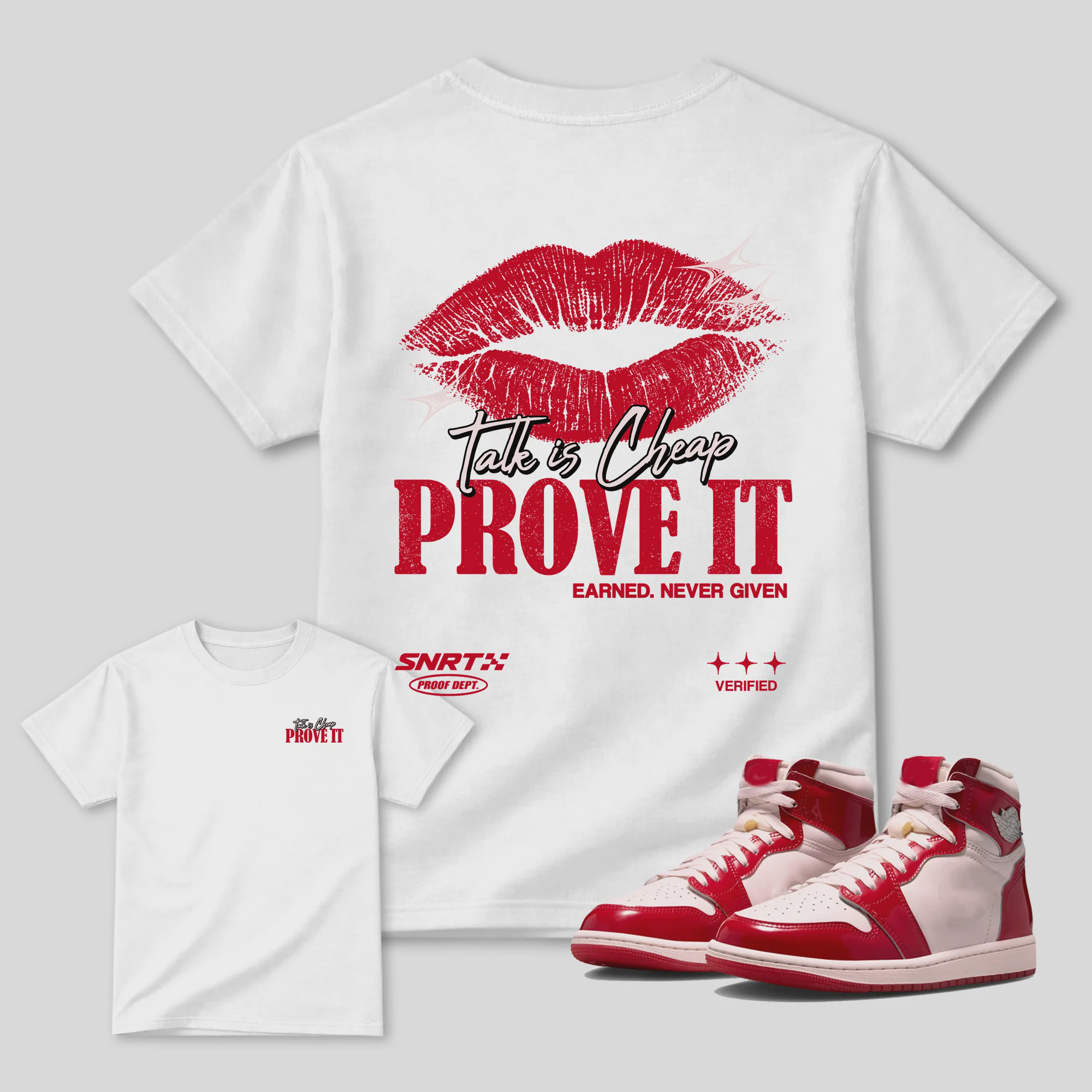 Talk Is Cheap Air Jordan 1 Nails and Grails Matching Graphic Tee