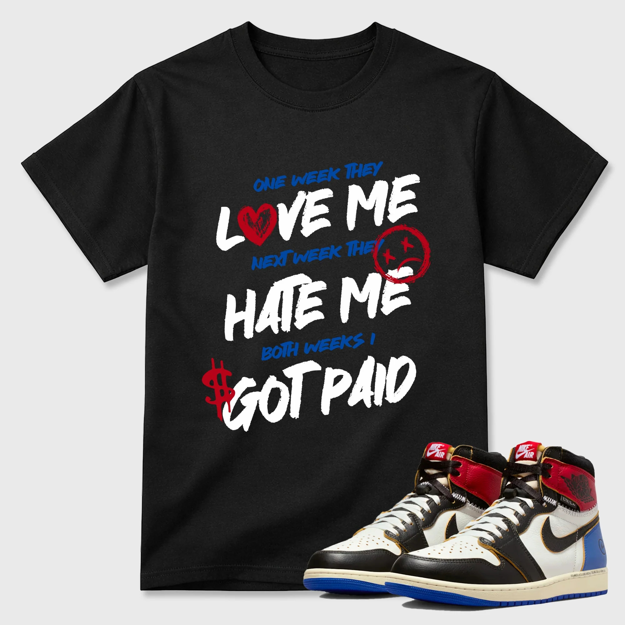 I Got Paid TEEWAVO Sneaker Tees - Air Jordan 1 Union x Fragment