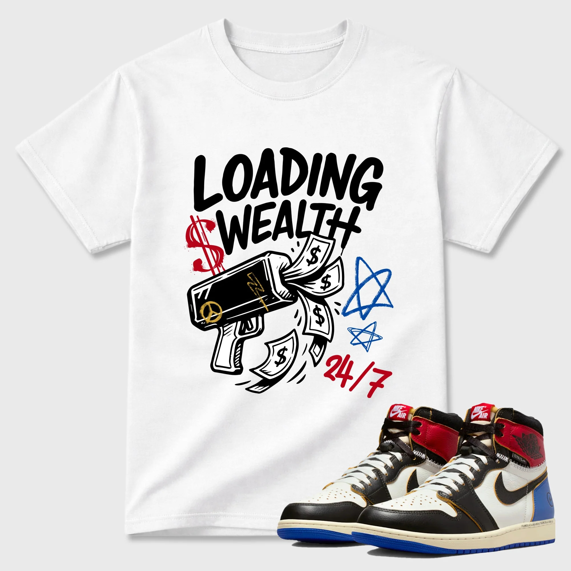 Loading Wealth TEEWAVO Sneaker Tees - Air Jordan 1 Union x Fragment