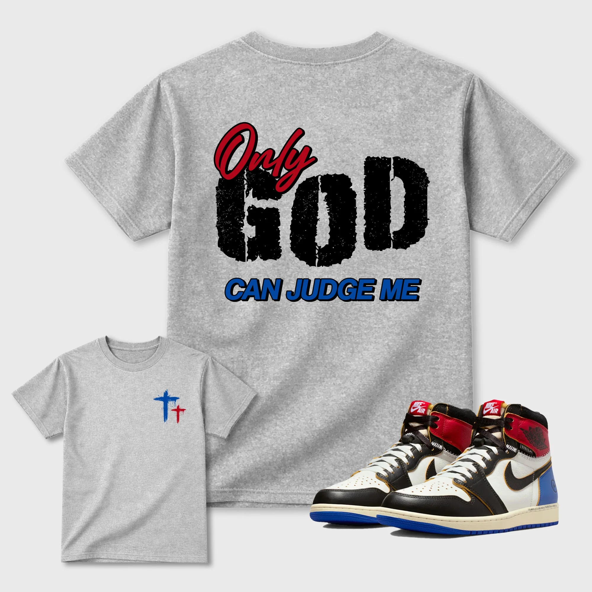 Only God Can Judge Me TEEWAVO Sneaker Tees - Air Jordan 1 Union x Fragment