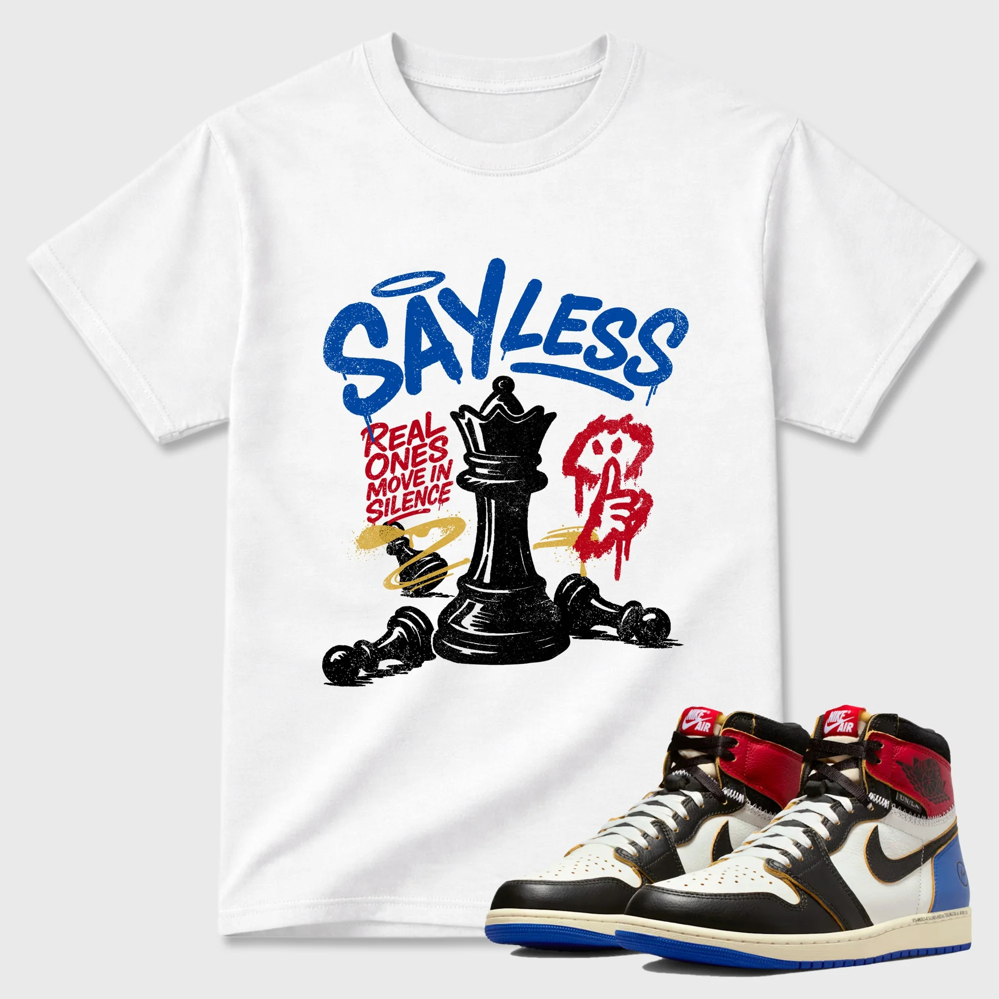 Say Less TEEWAVO Sneaker Tees - Air Jordan 1 Union x Fragment