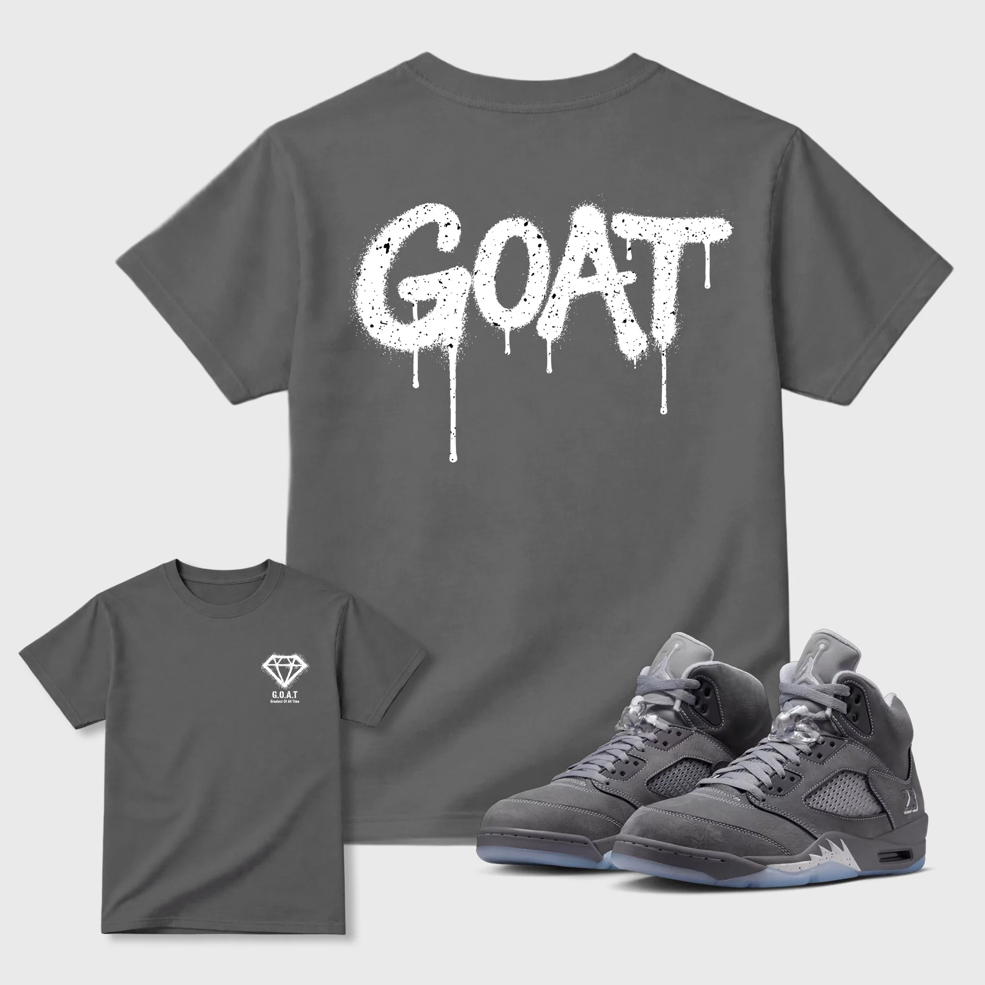 Diamond Goat TEEWAVO Sneaker Tees - Air Jordan 5 Wolf Grey