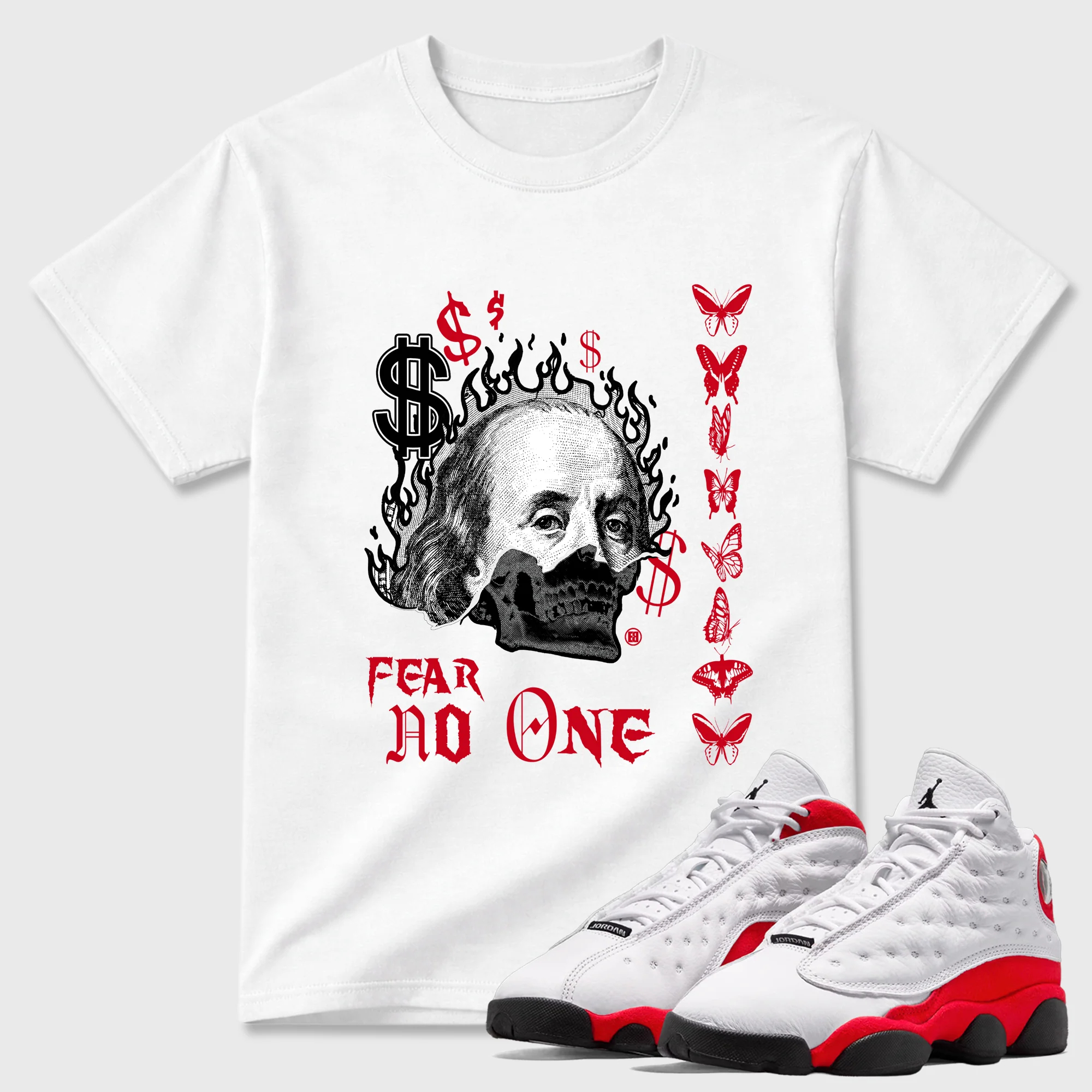 Fear No One SNRT Sneaker Tees - Air Jordan 13 University Red