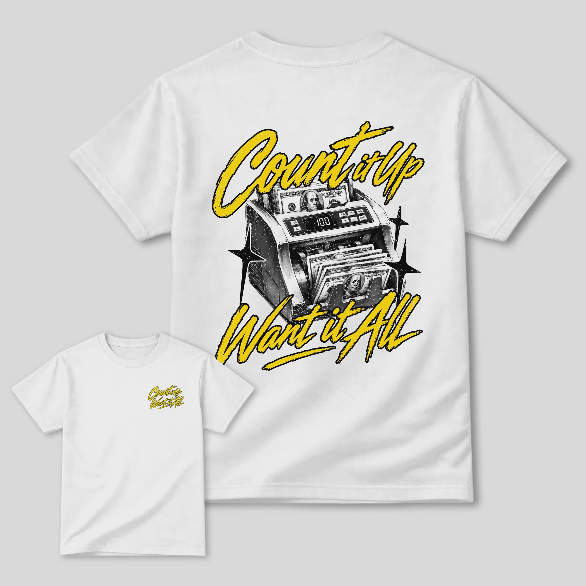 Count It Up AJ4 Tour Yellow Matching Graphic Tee